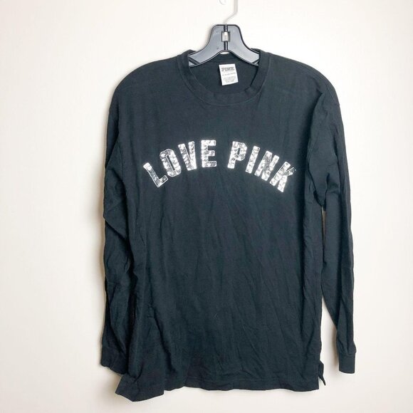 Victoria's Secret PINK Sequin Logo Long Sleeve Top - Picture 1 of 6